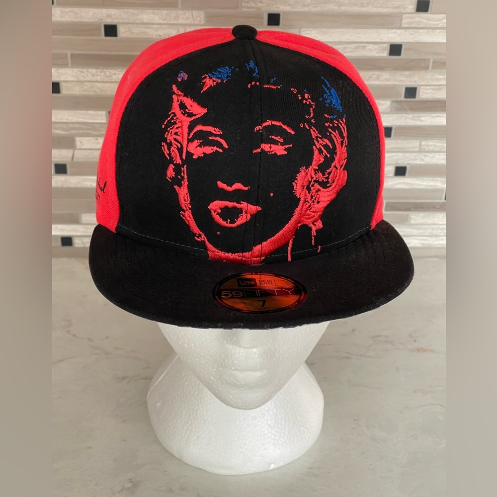 NEW ERA 59FIFTY Marilyn Munroe by Andy Warhol Red & Black Fitted Hat, 7, *RARE*